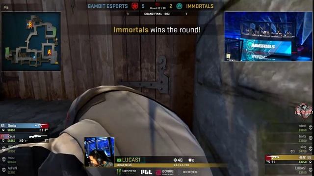 CS:GO - DOSIA 200 IQ HE Grenade - Gambit Vs Immortals