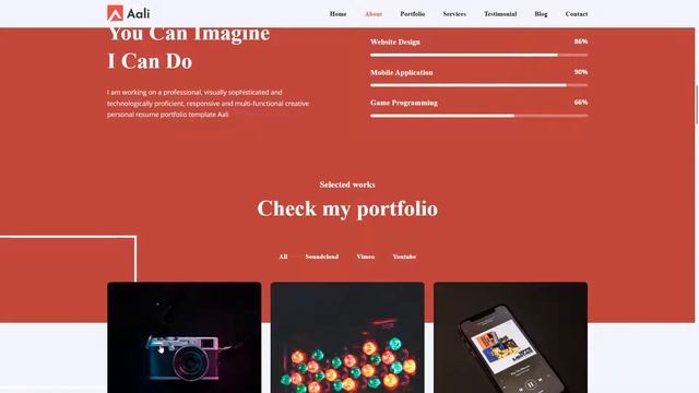 Aali - Personal Portfolio WordPress Theme elementor onepage смотреть онлайн