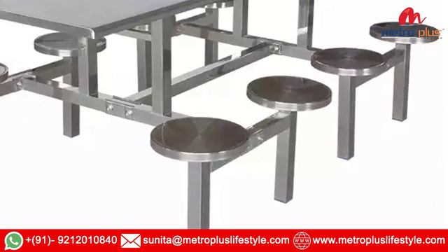 Buy Latest SS Canteen Table With Attached Stool, Durable, High Quality Product