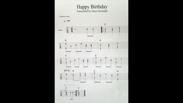 Acoustic " HAPPY BIRTHDAY" Guitar Tabs смотреть онлайн