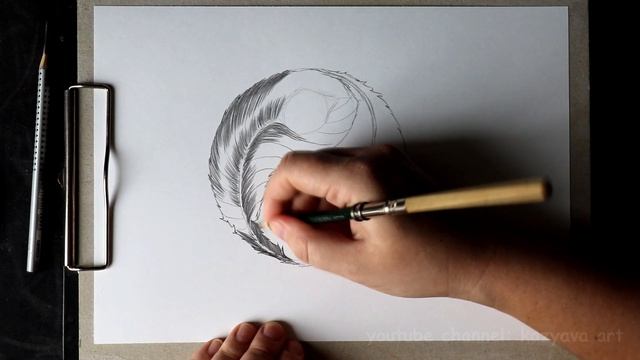 Как нарисовать ИНЬ-ЯНЬ карандашом. Рисую перья