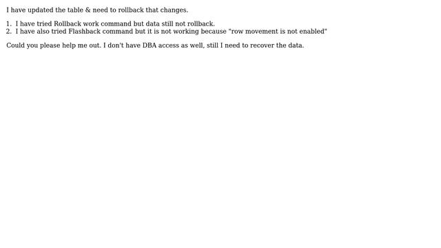 Databases: How to recover auto committed transaction in Oracle with normal privilage? смотреть онлайн