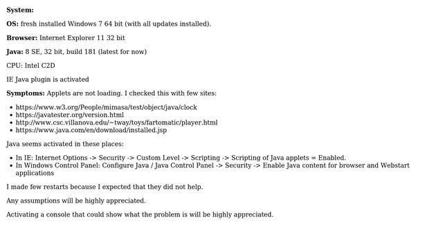 Applets do not work in Internet Explorer 11 [2018-07] смотреть онлайн