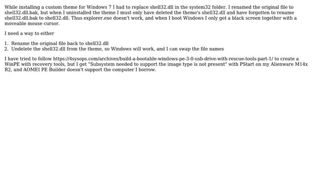 Shell32.dll is missing, causing black Windows смотреть онлайн