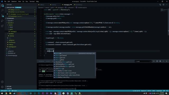 Discord js v12 Bot Tutorial Event and Command Handler Setup Episode 2 смотреть онлайн