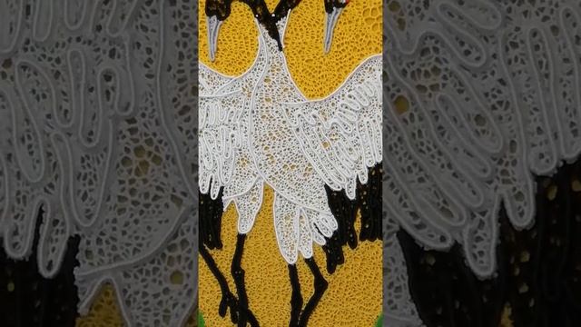 Картина крючком в технике тунисского вязания "ДЫХАНИЕ ВЕСНЫ" смотреть онлайн