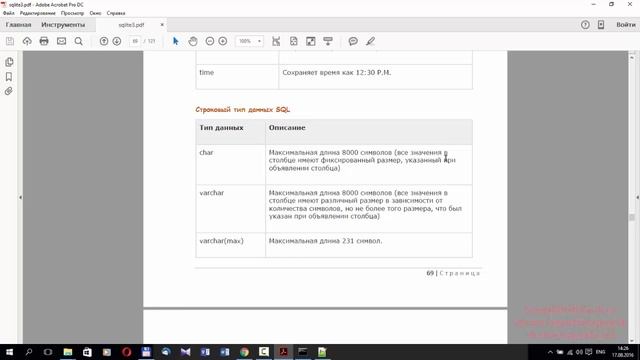 Базы данных SQL. Основные виды и типы данных в SQL: числовой, строковый и бинарный тип данных SQL смотреть онлайн