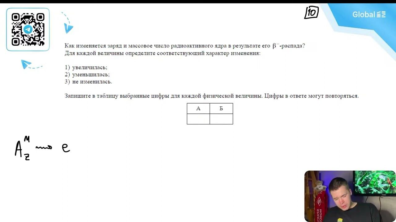 Как изменяется заряд и массовое число радиоактивного ядра в результате его β- -распада - 28361