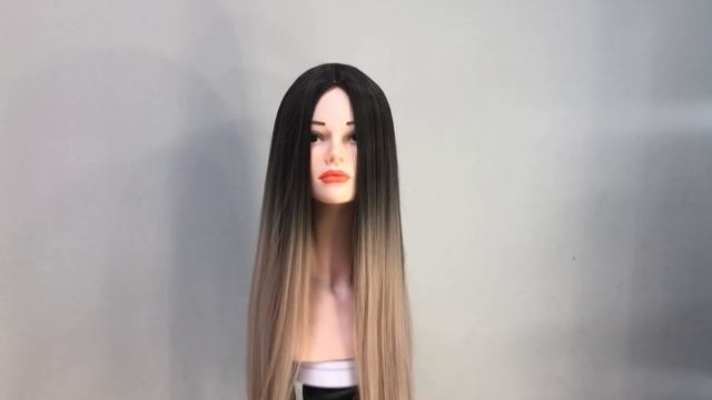 Парик прямой без челки омбре черный блонд W016W0   DR3585, 75 см