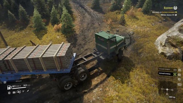 Delivery metal beams - International paystar 5070 - SnowRunner смотреть онлайн