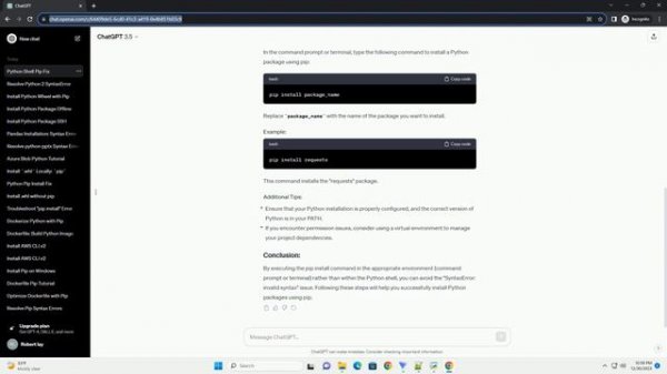python shell pip install invalid syntax