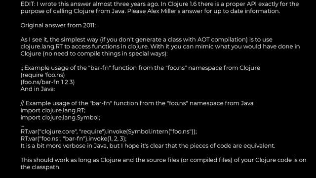 Java :Calling clojure from java(5solution) смотреть онлайн