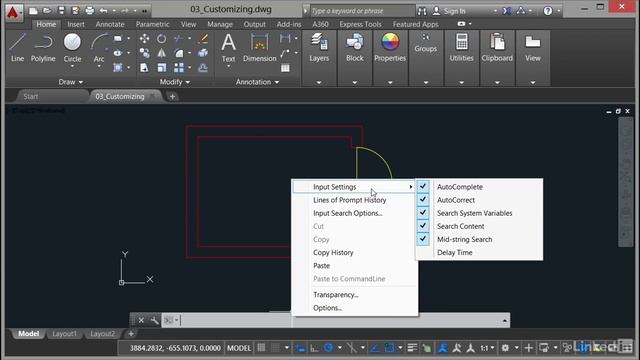 AutoCAD Tutorial - Command Line input settings смотреть онлайн