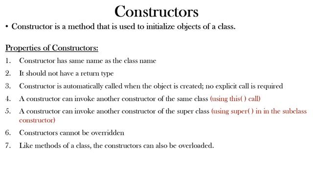 Properties of Constructors | Java Programming, Mrs. J. Geetha Priya, AP/CSE, RMDEC смотреть онлайн