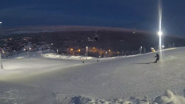 View From Hotel Panorama onto the Ski Slope, Levi, Kittila, Lapland, Finland. смотреть онлайн