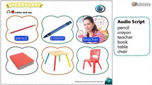 MY LITTLE ISLAND 1  UNIT 2   MY CLASS Book, pencil, chair, table, crayon, teacher