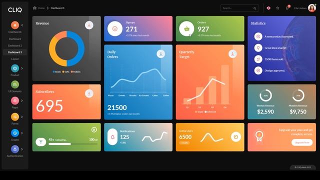 Cliq - Bootstrap 5 Admin Dashboards dashboard dark admin template смотреть онлайн