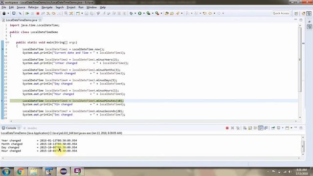 How to minus year, month, day, etc from the date and time using minus methods of LocalDateTime? смотреть онлайн
