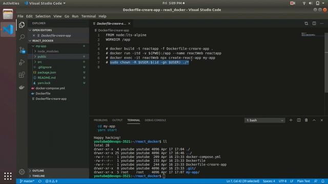 dockerize react app, development of reactjs on docker container смотреть онлайн