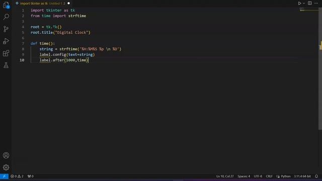 Build a Digital Clock In Python | Python Project for Beginners смотреть онлайн