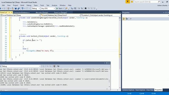 Visual c# Local SQL Database tutorial - Insert Data to Database смотреть онлайн