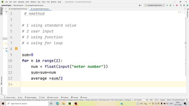 How to write a program of average using for loop in python | 4 method смотреть онлайн