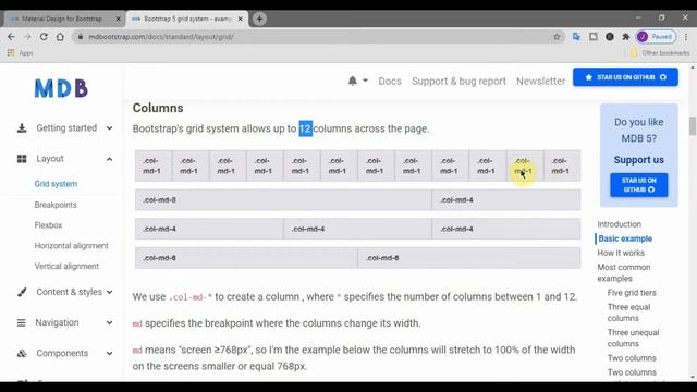 bootstrap 5 grid system tutorial смотреть онлайн
