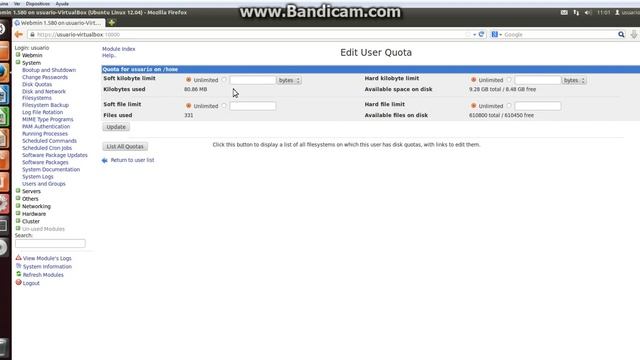 Creación de cuotas en Linux Ubuntu con Webmin смотреть онлайн