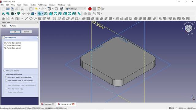 FreeCAD Tutorial Exercise 01 Pad, Fillet, Revolution and Pocket смотреть онлайн