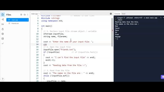 C++ Input Files - User Entered Filename смотреть онлайн
