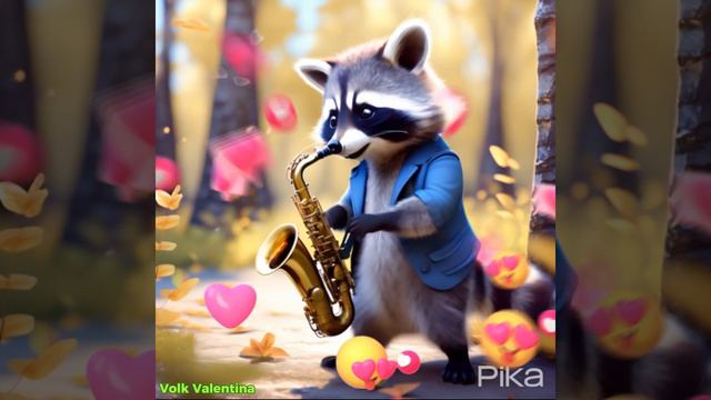 Веселый енот с саксофоном смотреть онлайн