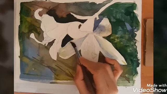 Рисуем белые лилии акварелью смотреть онлайн