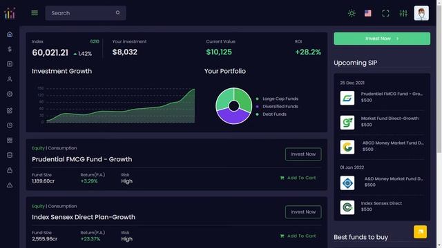 Investment Portfolio Dashboard Bootstrap 5 Admin Template with LTR Dark Theme смотреть онлайн