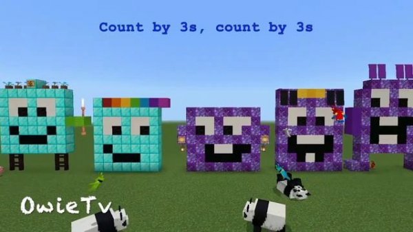 Numberblocks in Minecraft- COUNTING BY 3s | Skip Counting by 3s | Learn to Count
