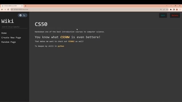 CS50 Web Project 1 Wiki | Django | Harvard's CS50 смотреть онлайн