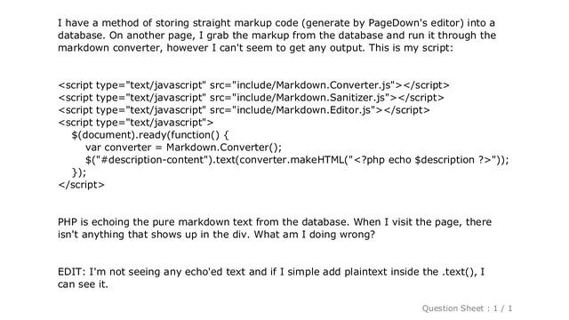 HTML : Can't convert markdown into HTML using StackExchanges's PageDown смотреть онлайн