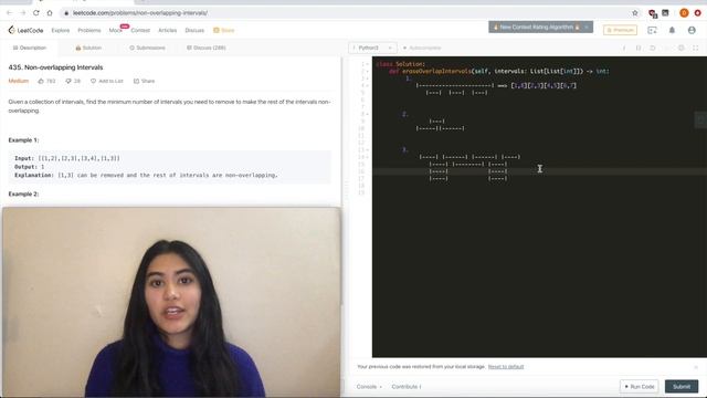 Non-overlapping Intervals - LeetCode 435 - Python [O(nlogn) Time and O(1) Space!] смотреть онлайн