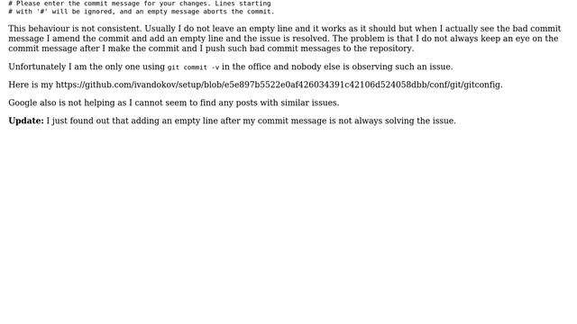 Sometimes git includes the diff to commit message when using verbose смотреть онлайн