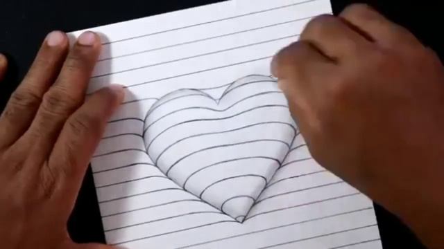 Как нарисовать 3Д рисунок для детей на бумаге// Как нарисовать 3D сердце на бумаге
