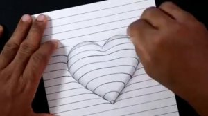 Как нарисовать 3Д рисунок для детей на бумаге// Как нарисовать 3D сердце на бумаге