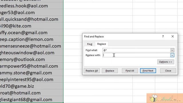 Remove all email domains with Find and Replace in Excel смотреть онлайн