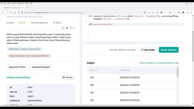 Data Analysis Interview Questions & Answers Using Python | #2 (Amazon) смотреть онлайн