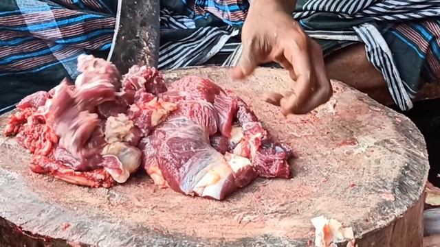 Excessive Fatty Big Beef In The Village Meat Market ‖ See How The Butcher Processing Meat. смотреть онлайн