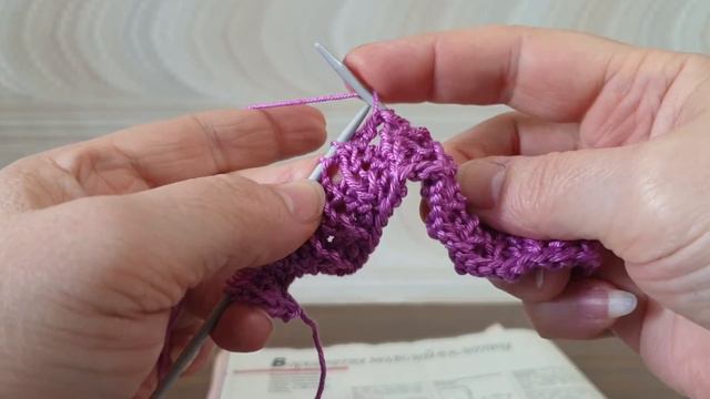 Ажурный узор квадратов-вариант модели в клетку спицами смотреть онлайн