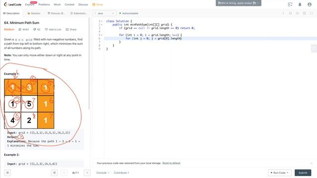 Leetcode 64 - Minimum Path Sum (JAVA Solution Explained!) смотреть онлайн