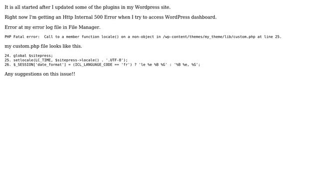 Wordpress: PHP Fatal error: Call to a member function locale() on a non-object (2 Solutions!!) смотреть онлайн