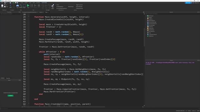 Random Maze Generation with Prim's Algorithm - Roblox Scripting Showcase смотреть онлайн