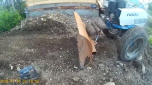 Продолжаю стройку бани 3*4, планировка грунта мотоблоком НЕВА МБ-1