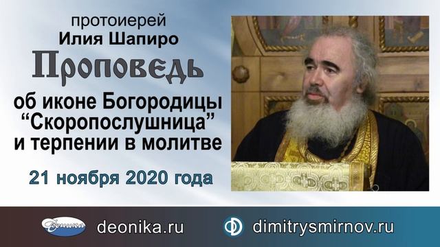Об иконе Богородицы "Скоропослушница" и терпении в молитве (2020.11.21). Протоиерей Илия Шапиро смотреть онлайн