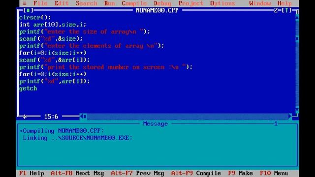 C program to input size and element of array||turbo c||output screen смотреть онлайн